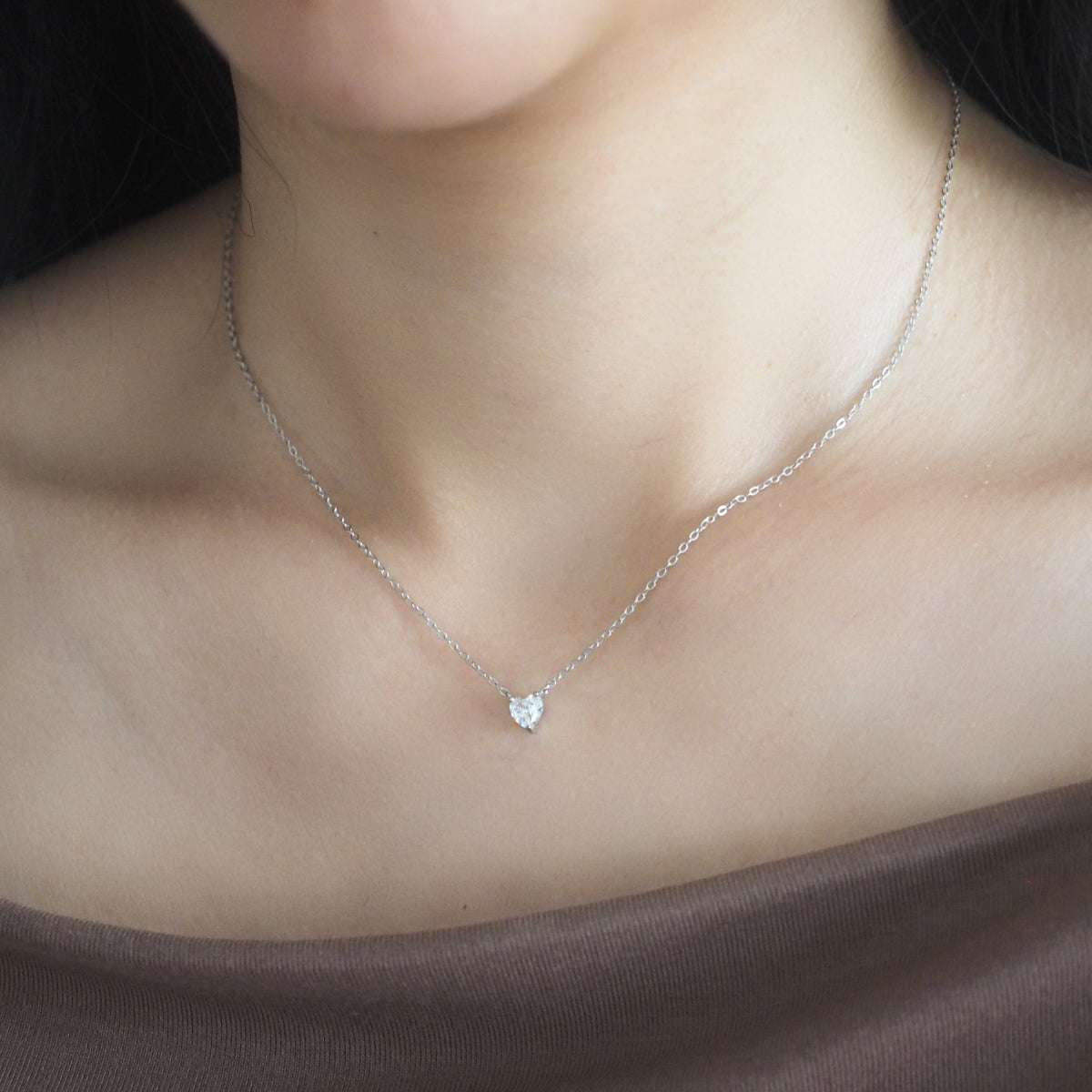 Mary Cubic Zirconia Heart Necklace