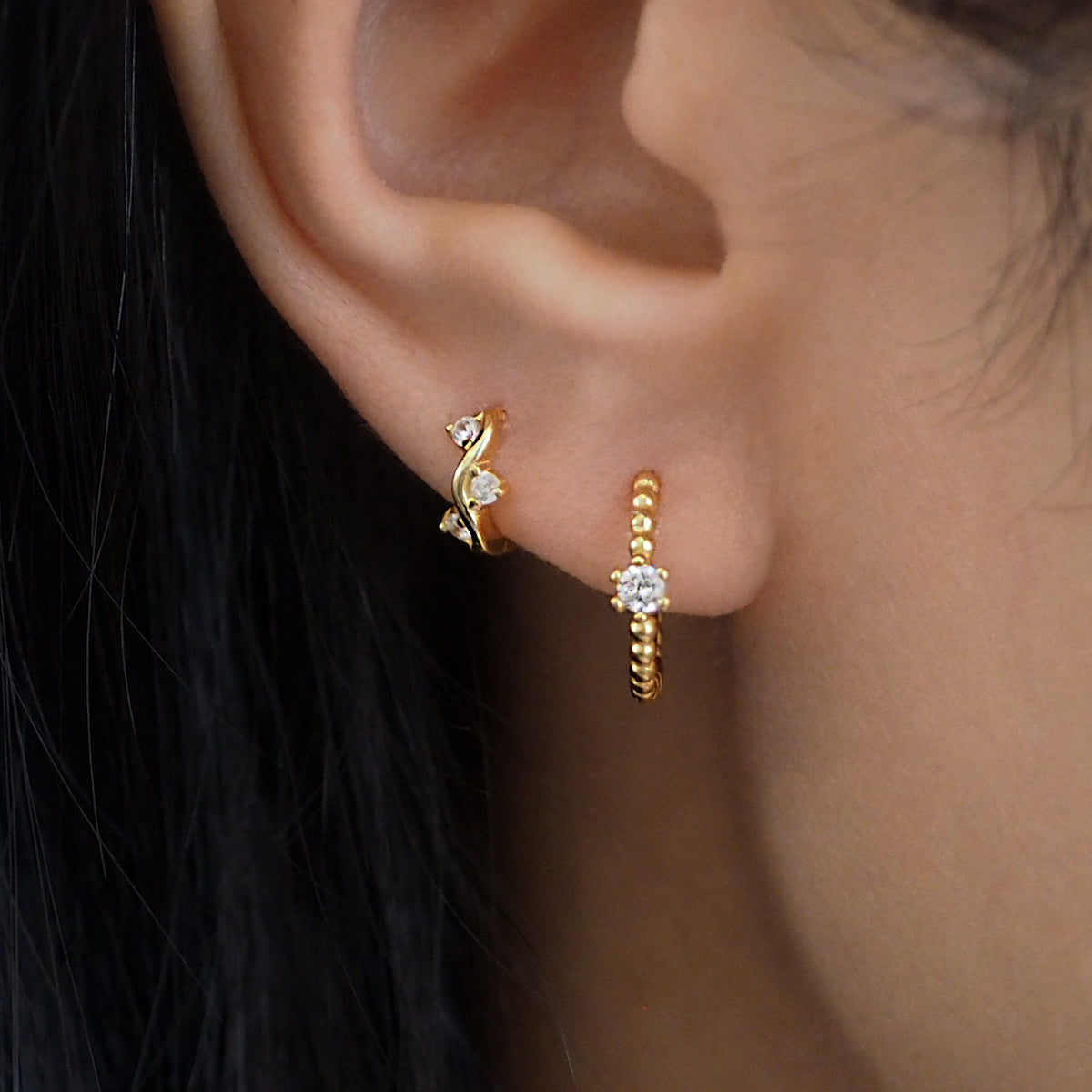 Nataly Wavy Cubic Zirconia Hoop Earrings