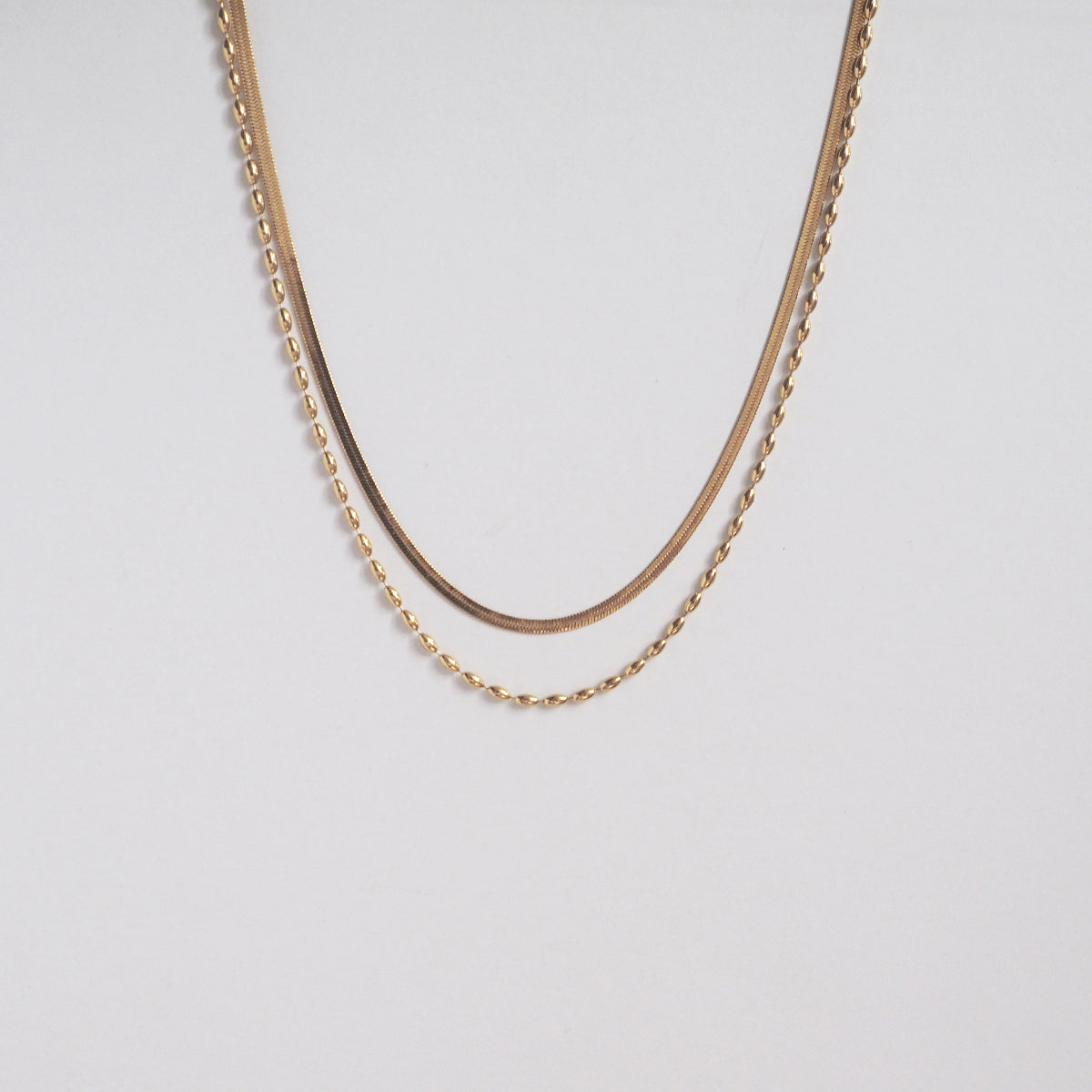 Mazie Herringbone Double Layer Necklace