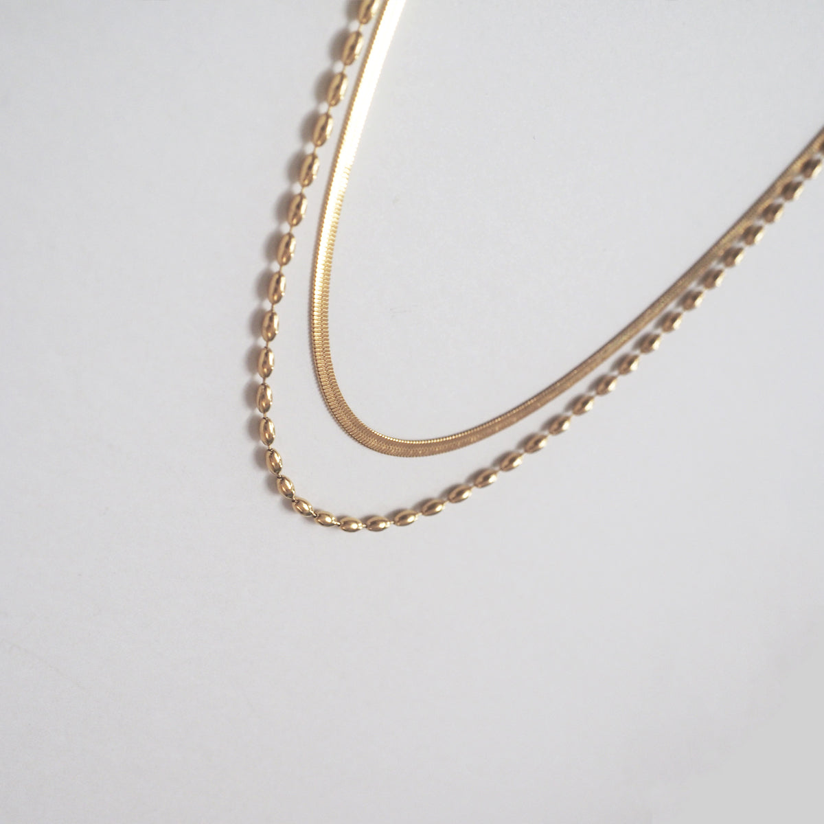 Mazie Herringbone Double Layer Necklace