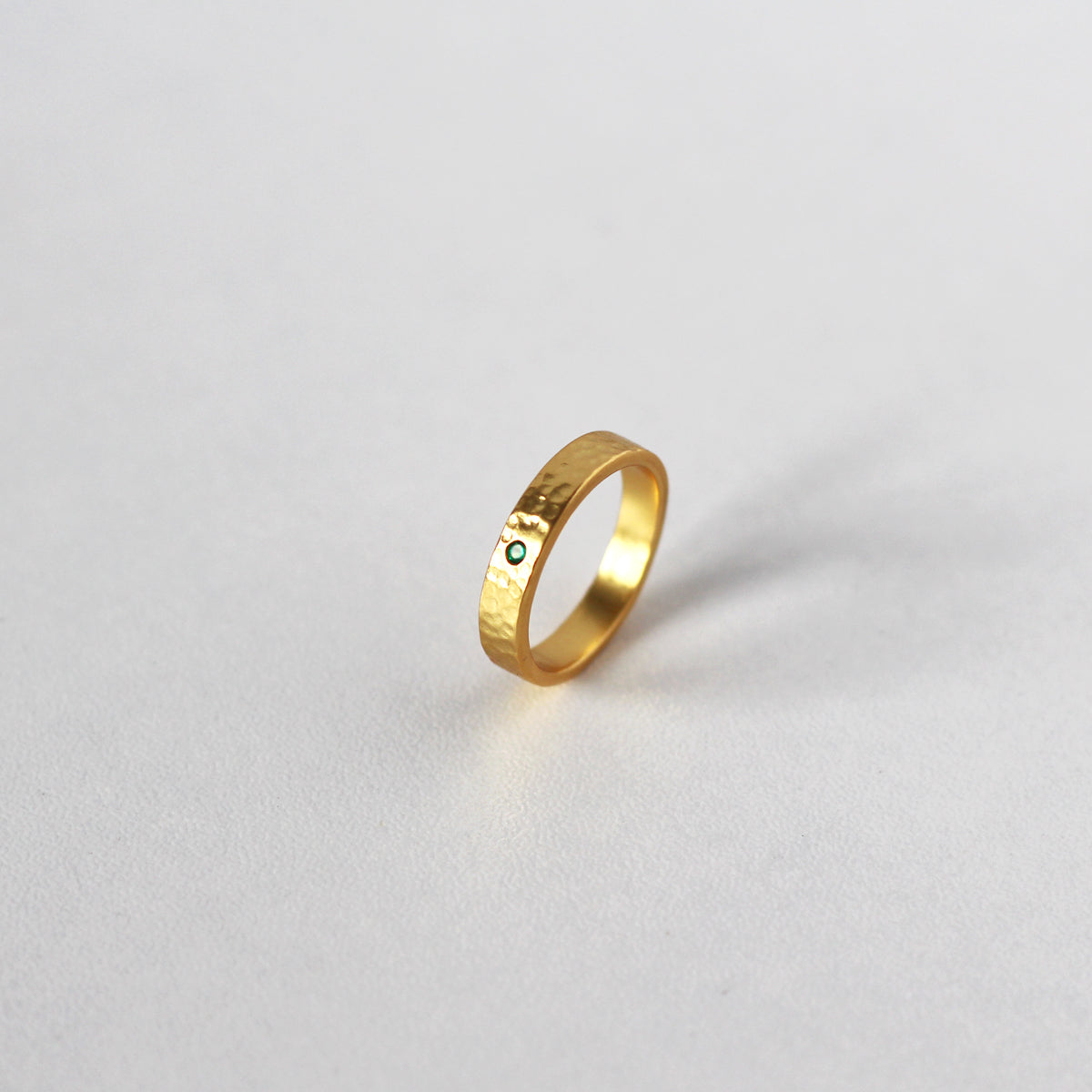 Meed Hammered Emerald Ring
