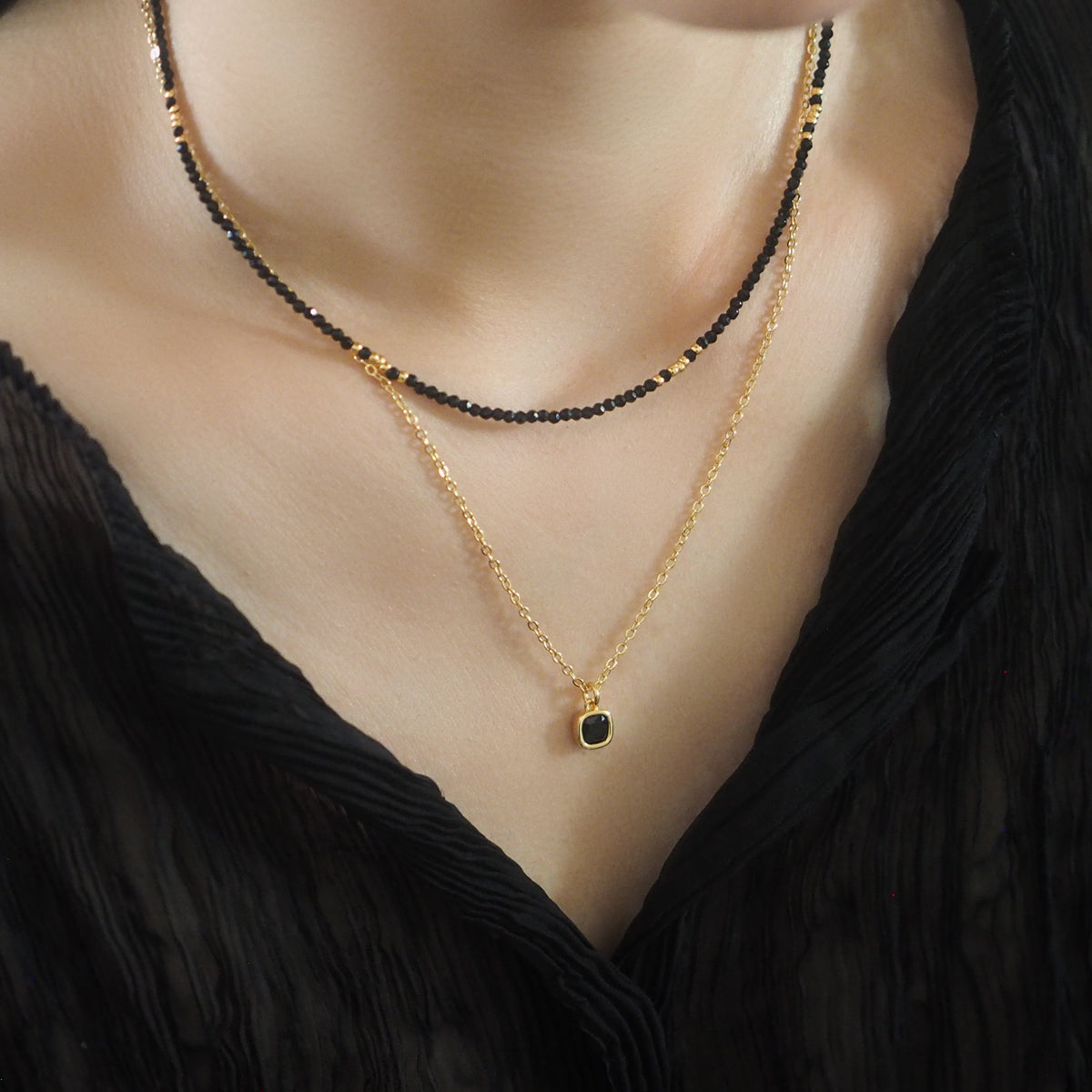 Black Spinel Necklace Set