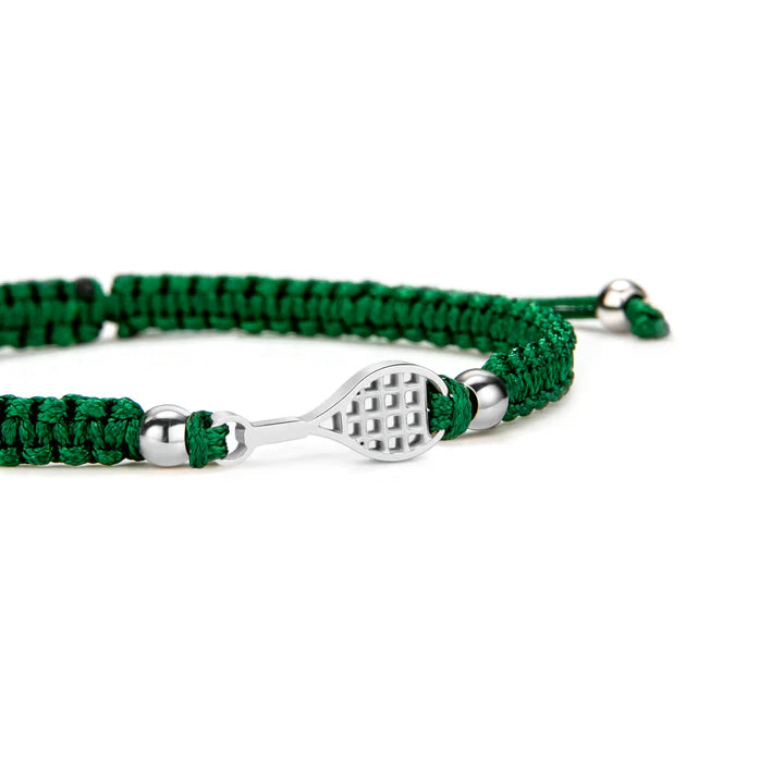 Silver Tennis Dark Green Braided Bracelet - éclater jewellery