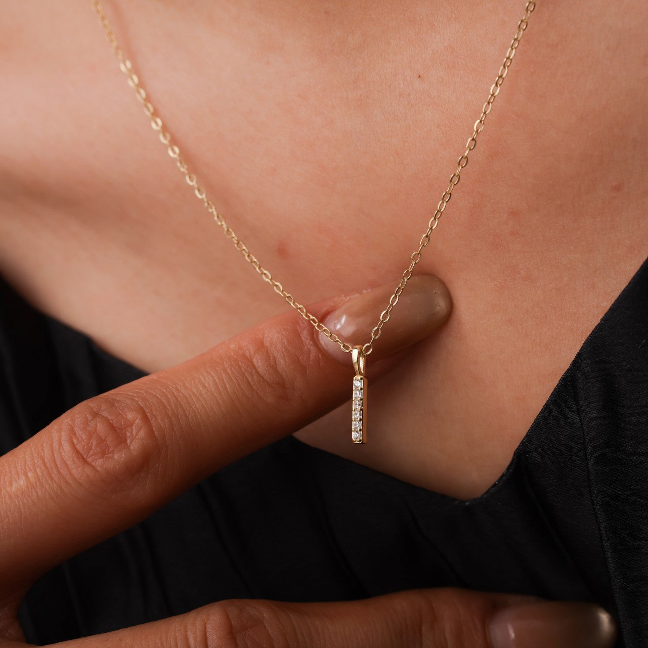 Pensee Drop Stick Necklace