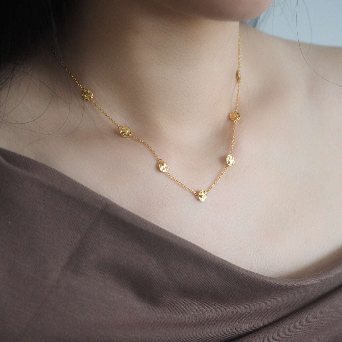 Dinah Hammered Disc Necklace