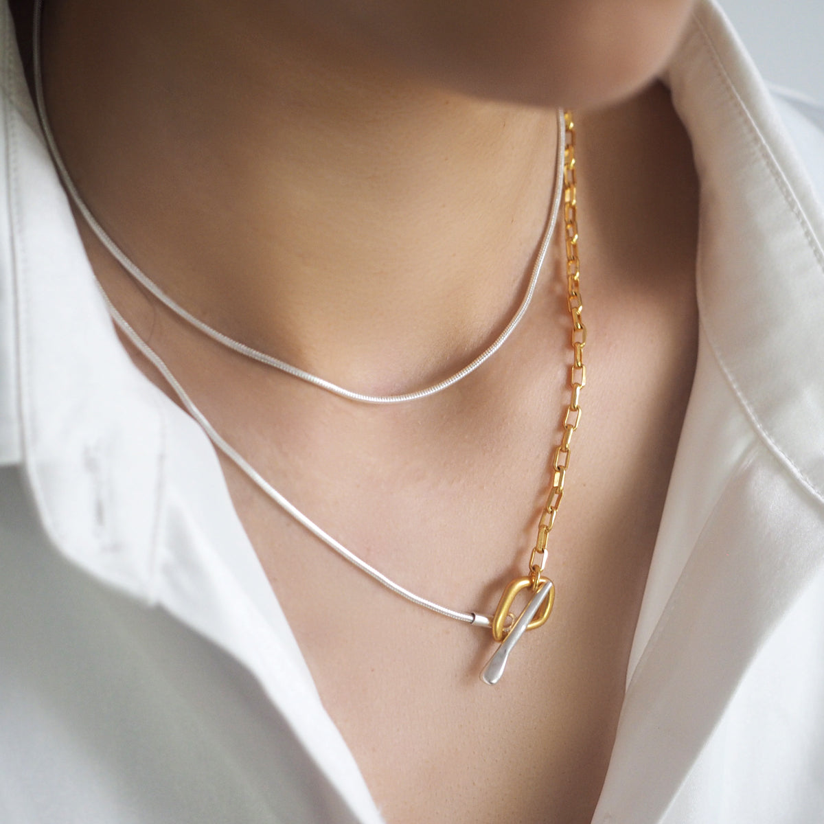 Heidi Double Layer 2-Tone Necklace