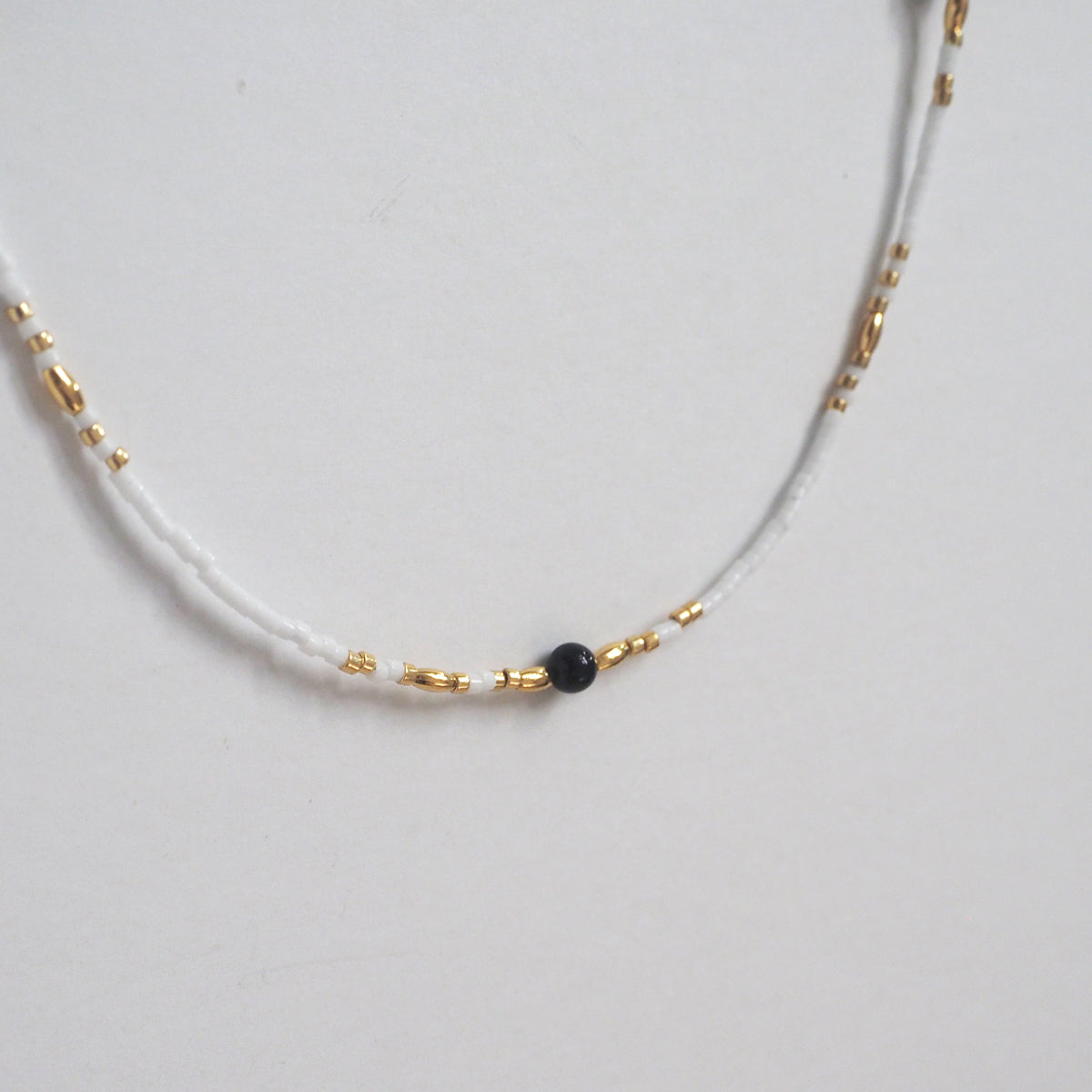 Miyuki Rice Beads Black Agate Necklace