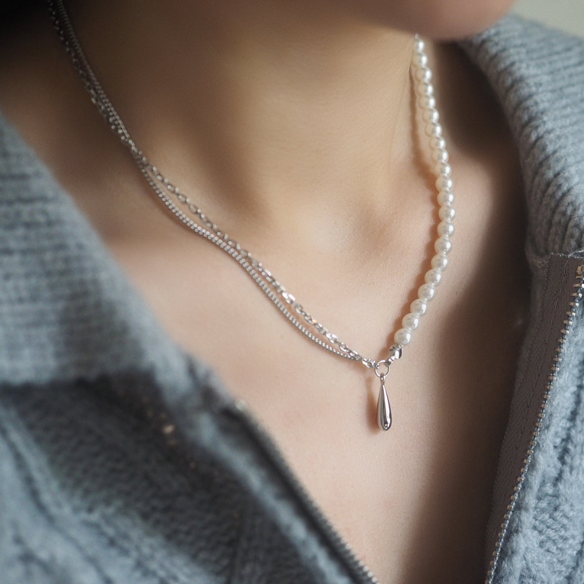 Mixed Pearls Waterdrop Necklace - éclater jewellery