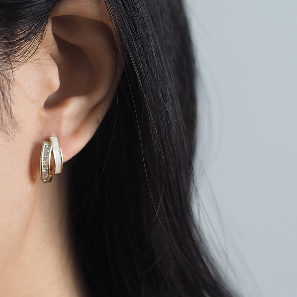 Elena Shell Zircon Earrings