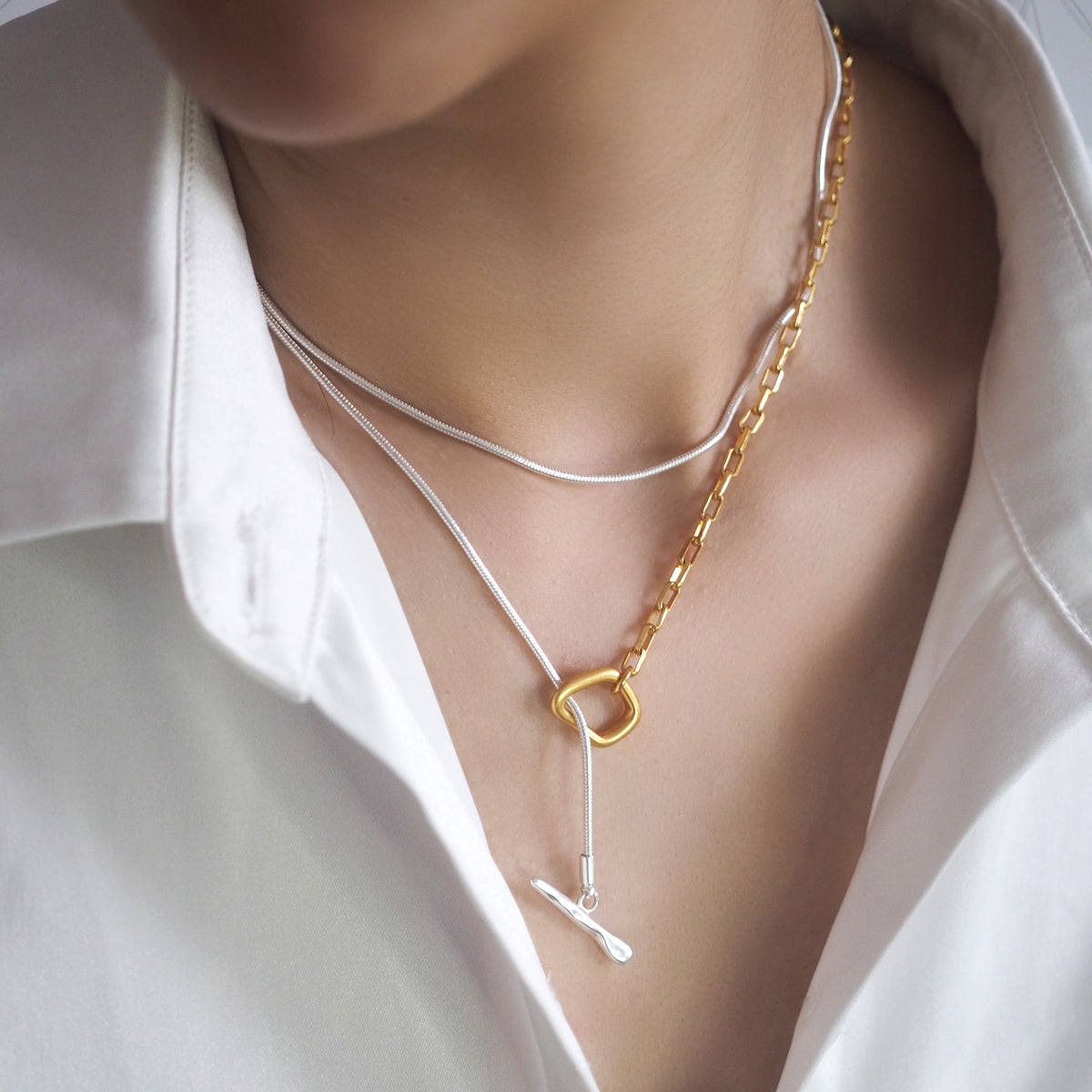 Heidi Double Layer 2-Tone Necklace