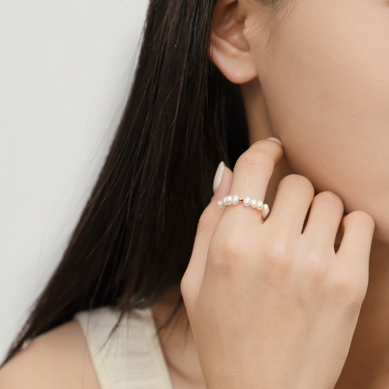 Serenity Pearls Drawstring Ring