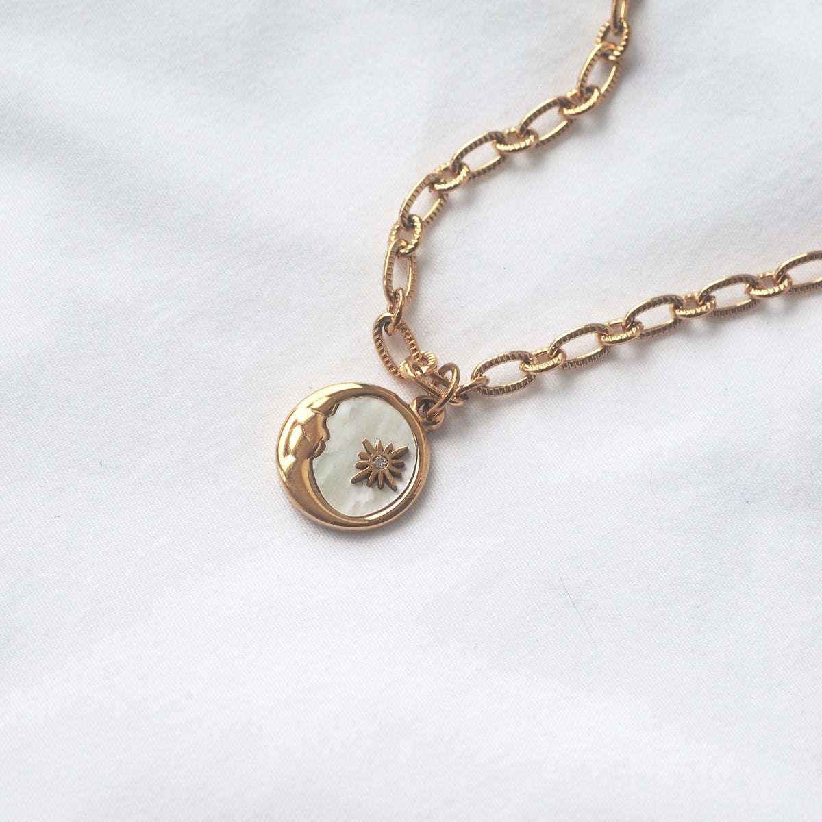 Star & Moon Mother of Pearl Necklace