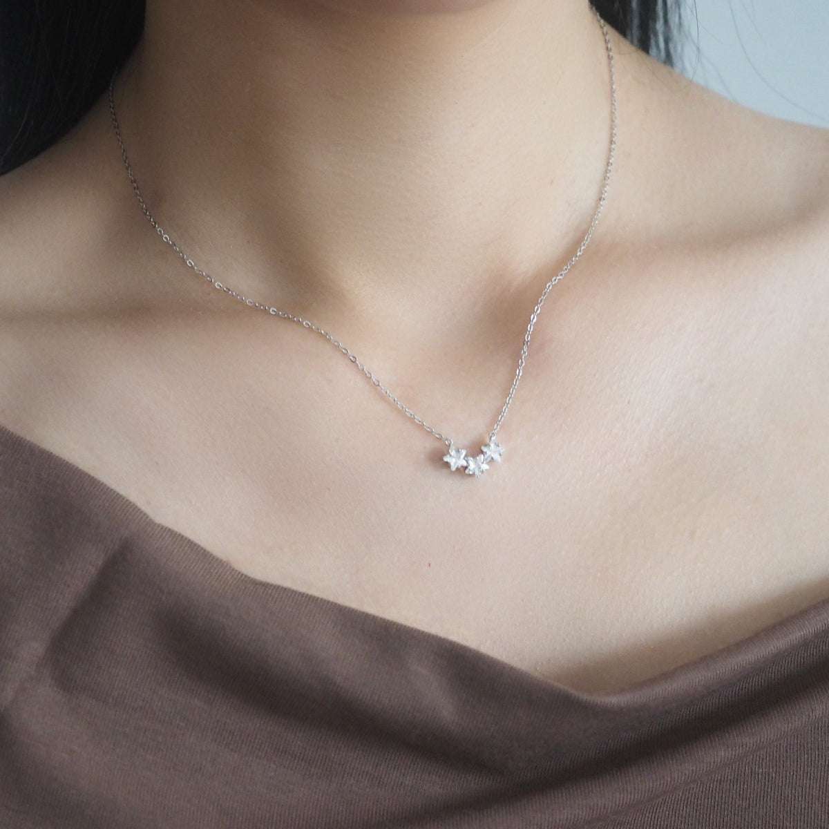 Triple Star Silver Necklace