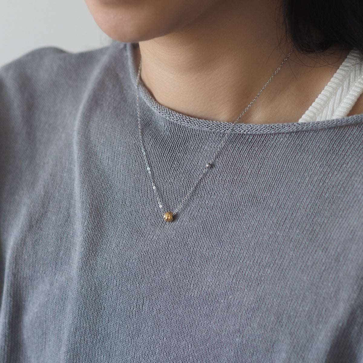 Hammered Asteroid Gold Bead Necklace