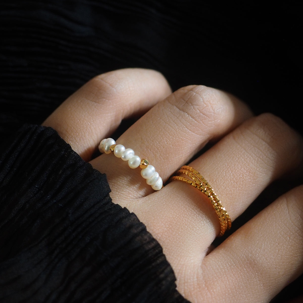 Serenity Pearls Drawstring Ring