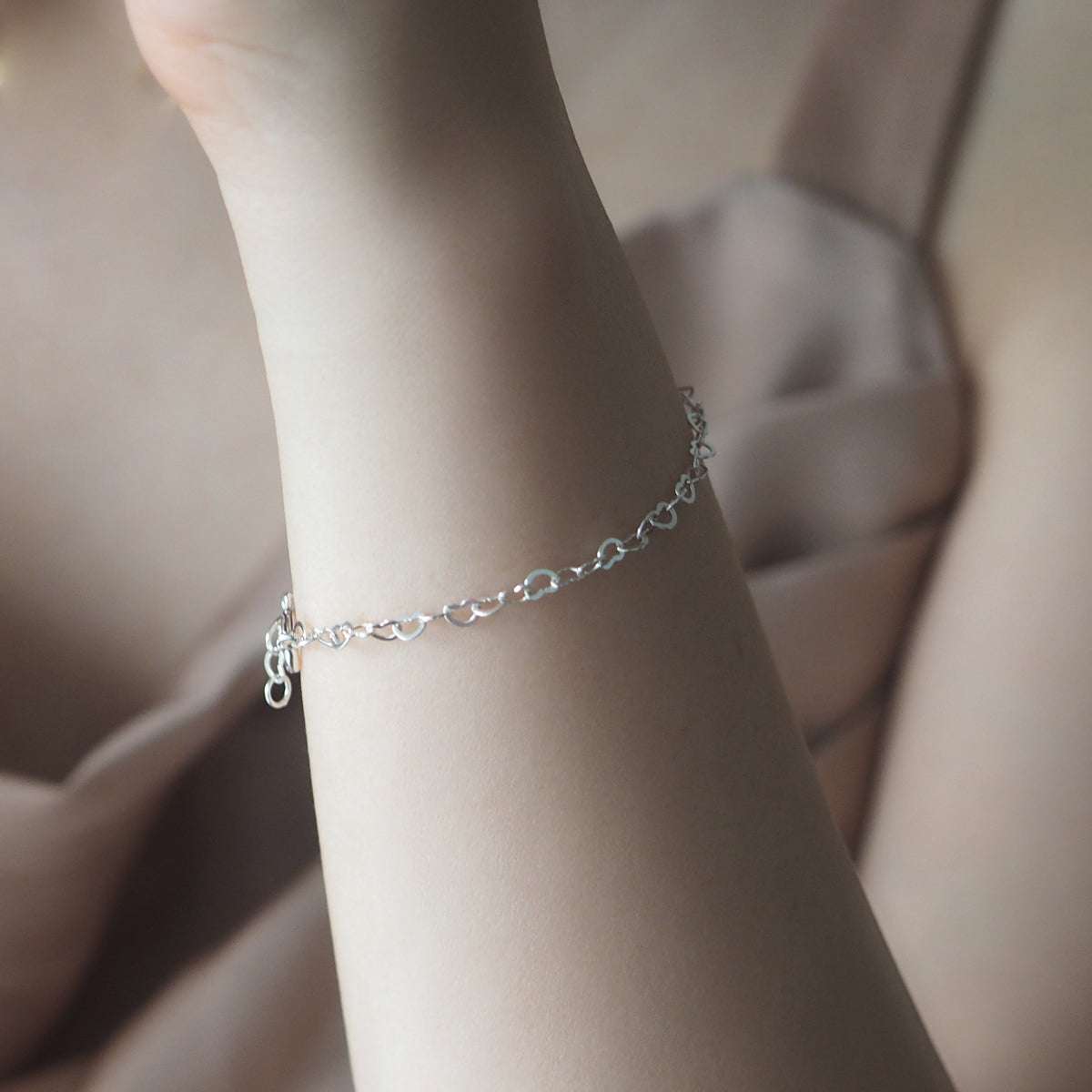 Heart Hoop Silver Chain Bracelet