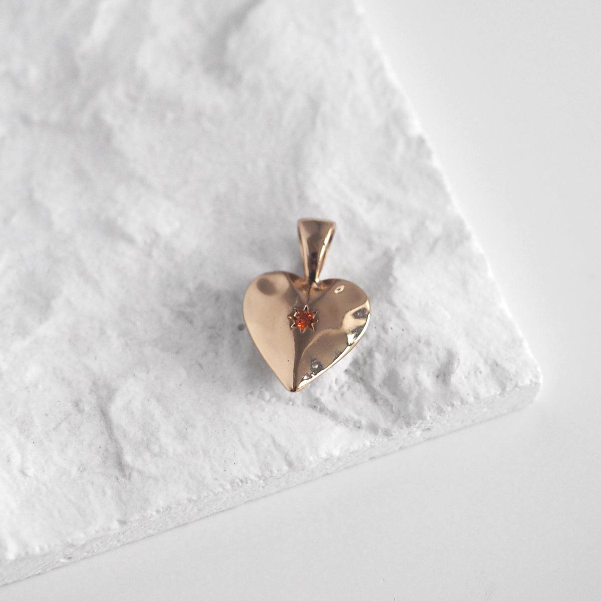 Red Zircon Heart Charm