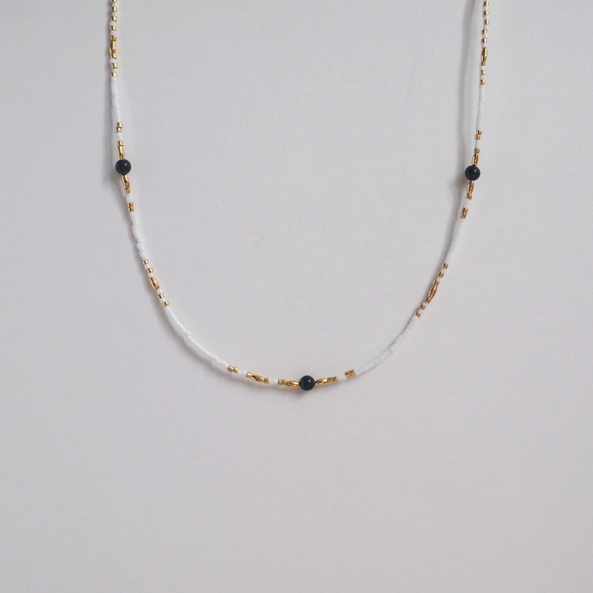 Miyuki Rice Beads Black Agate Necklace