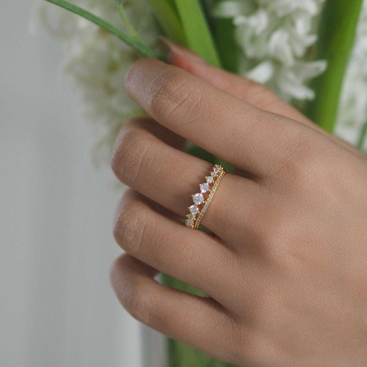 Edy Double Row Cubic Zirconia Ring