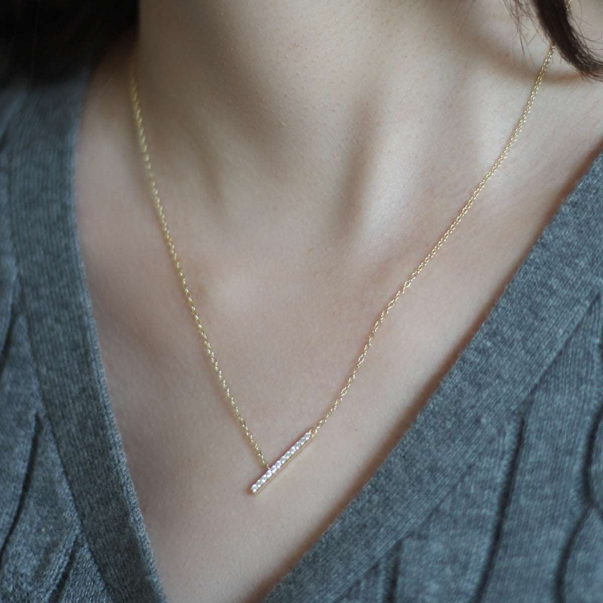 Nova Cubic Zirconia Bar Necklace