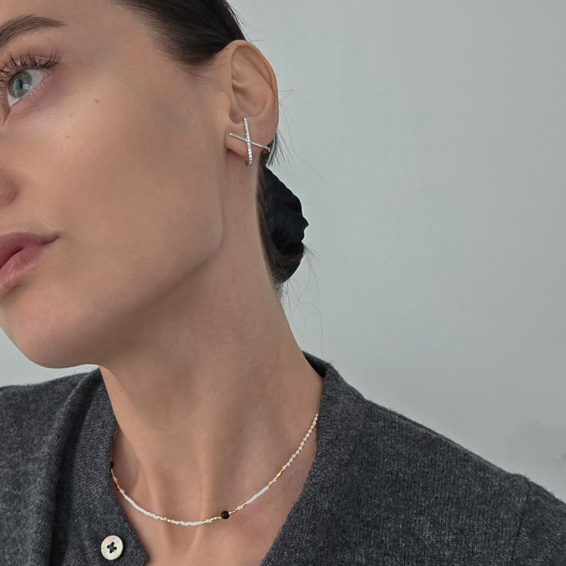 Ellie Cross Zircon Earrings