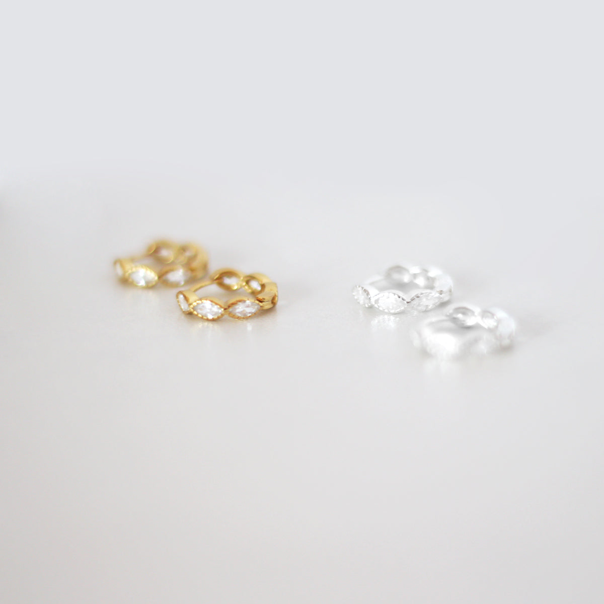 Marquise Cubic Zirconia Hoop Earrings - éclater jewellery