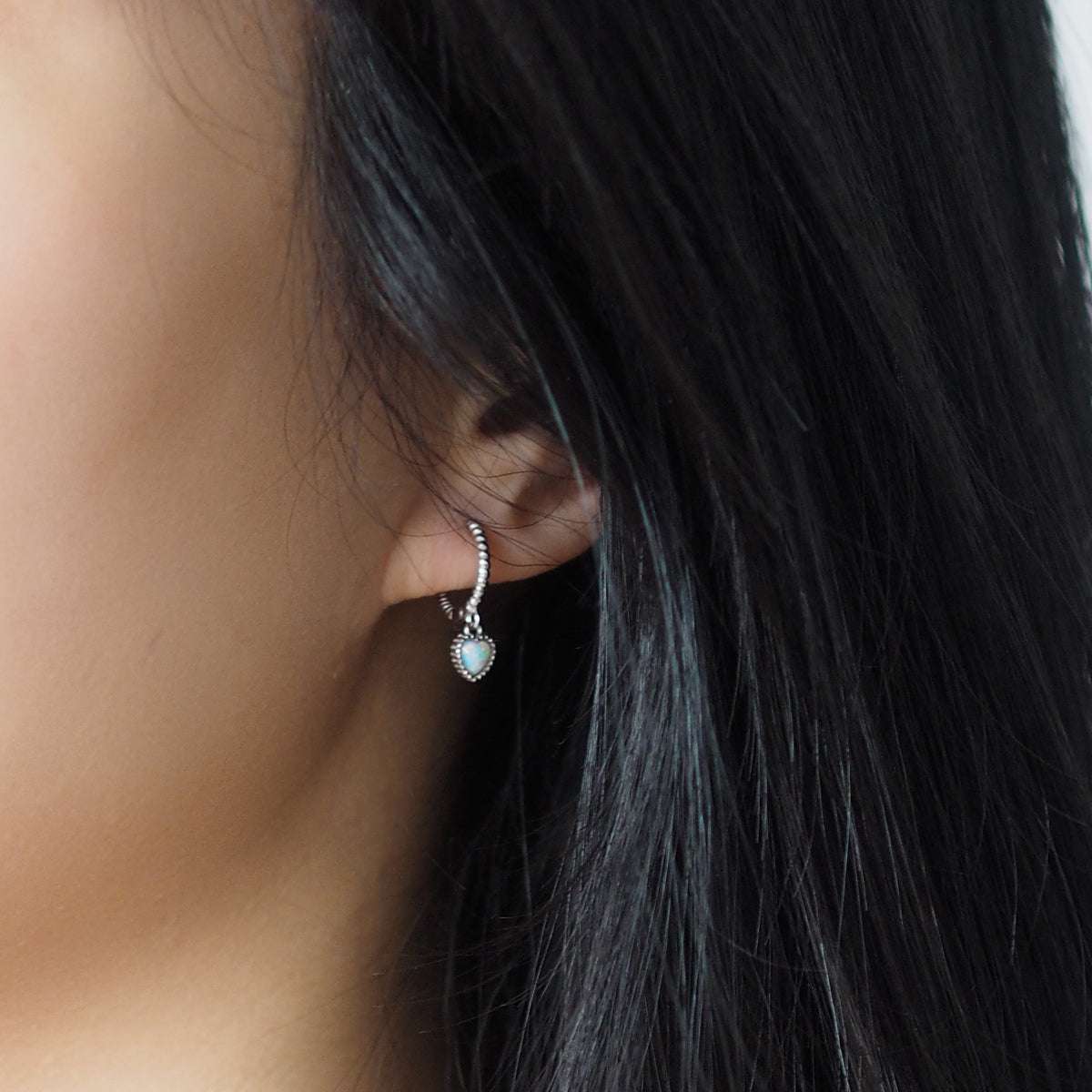 Opal Heart Earrings