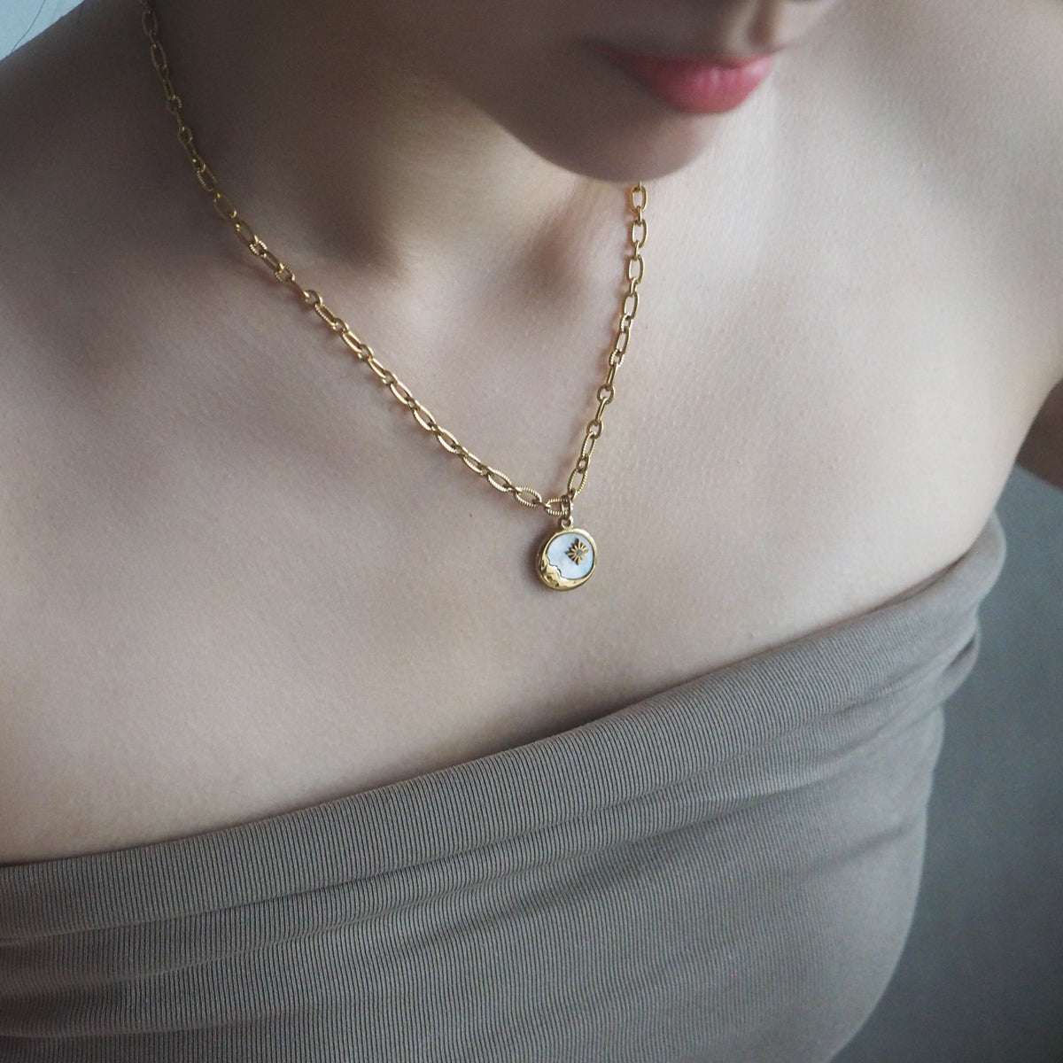 Star & Moon Mother of Pearl Necklace