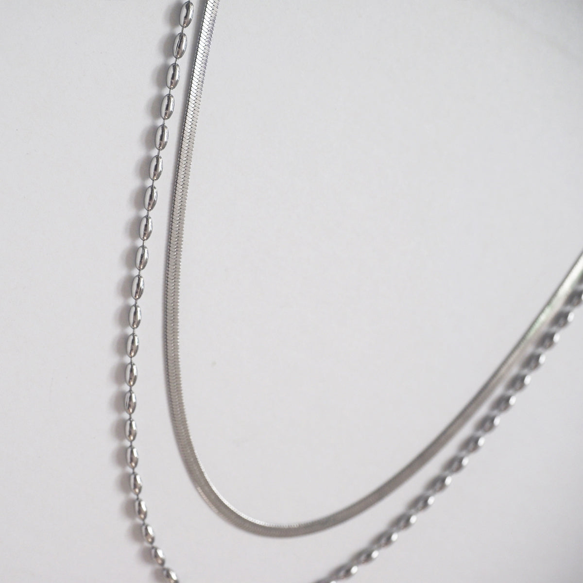 Mazie Herringbone Double Layer Necklace