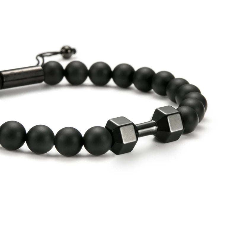 BLACK GYM BEADED BRACELET