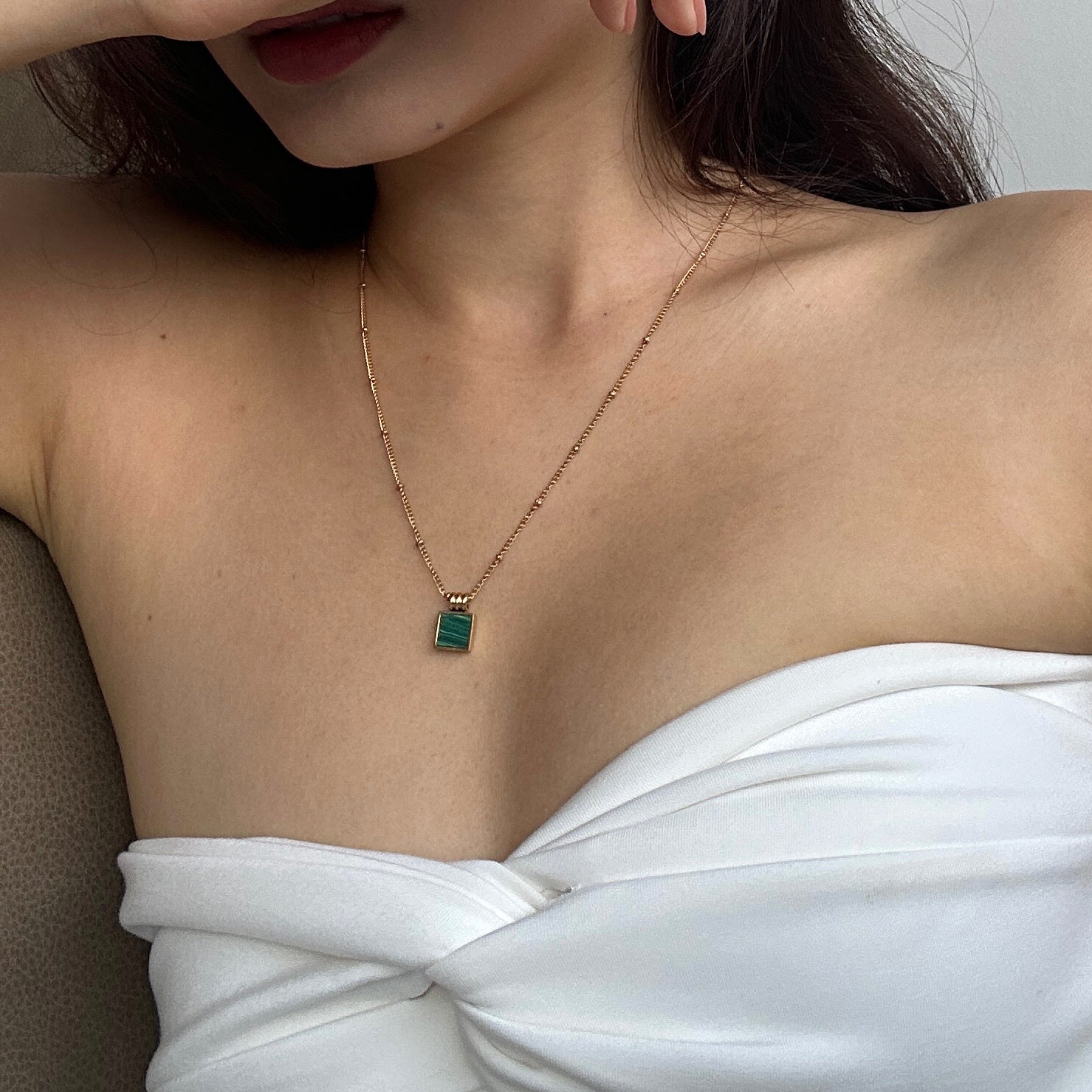 Malachite Square Necklace - éclater jewellery