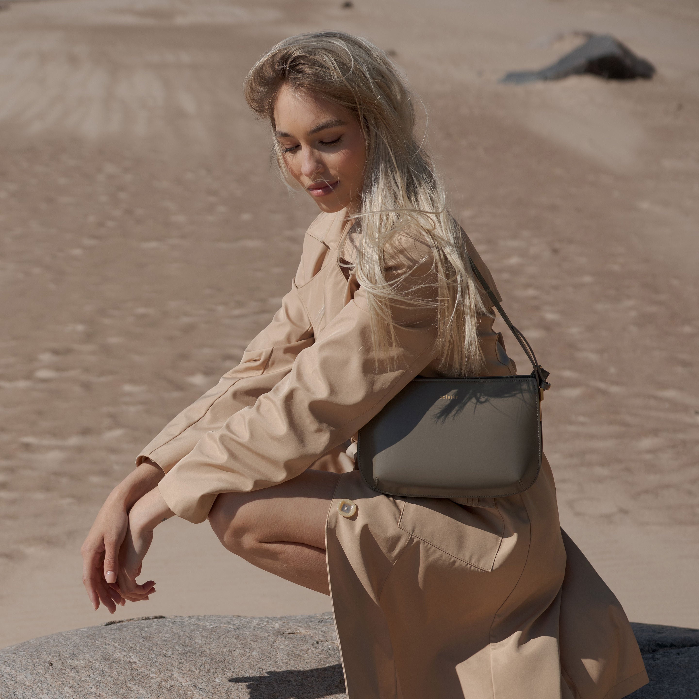 Lea Leather Shoulder Bag - Grey - éclater jewellery