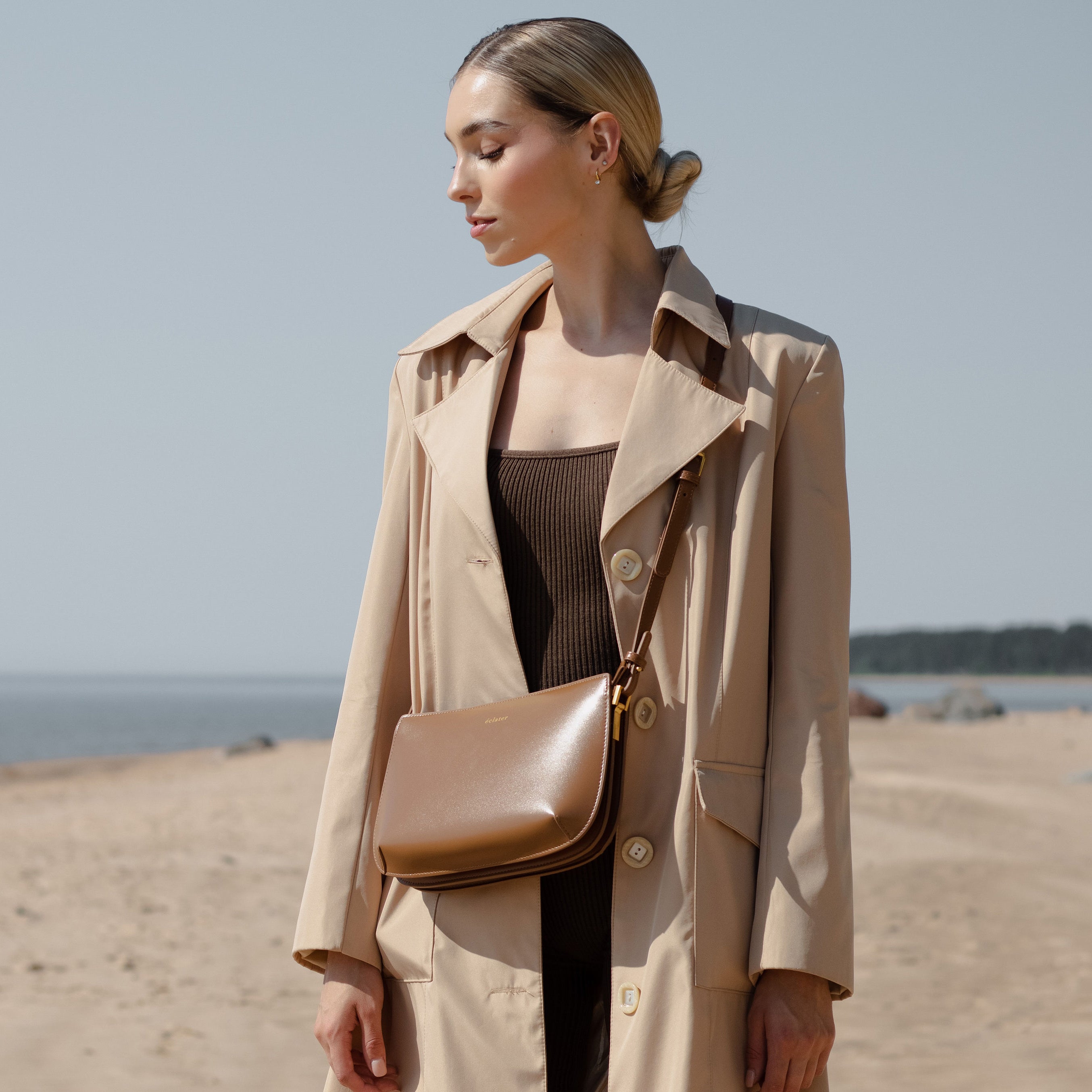 Lea Leather Shoulder Bag - Brown - éclater jewellery