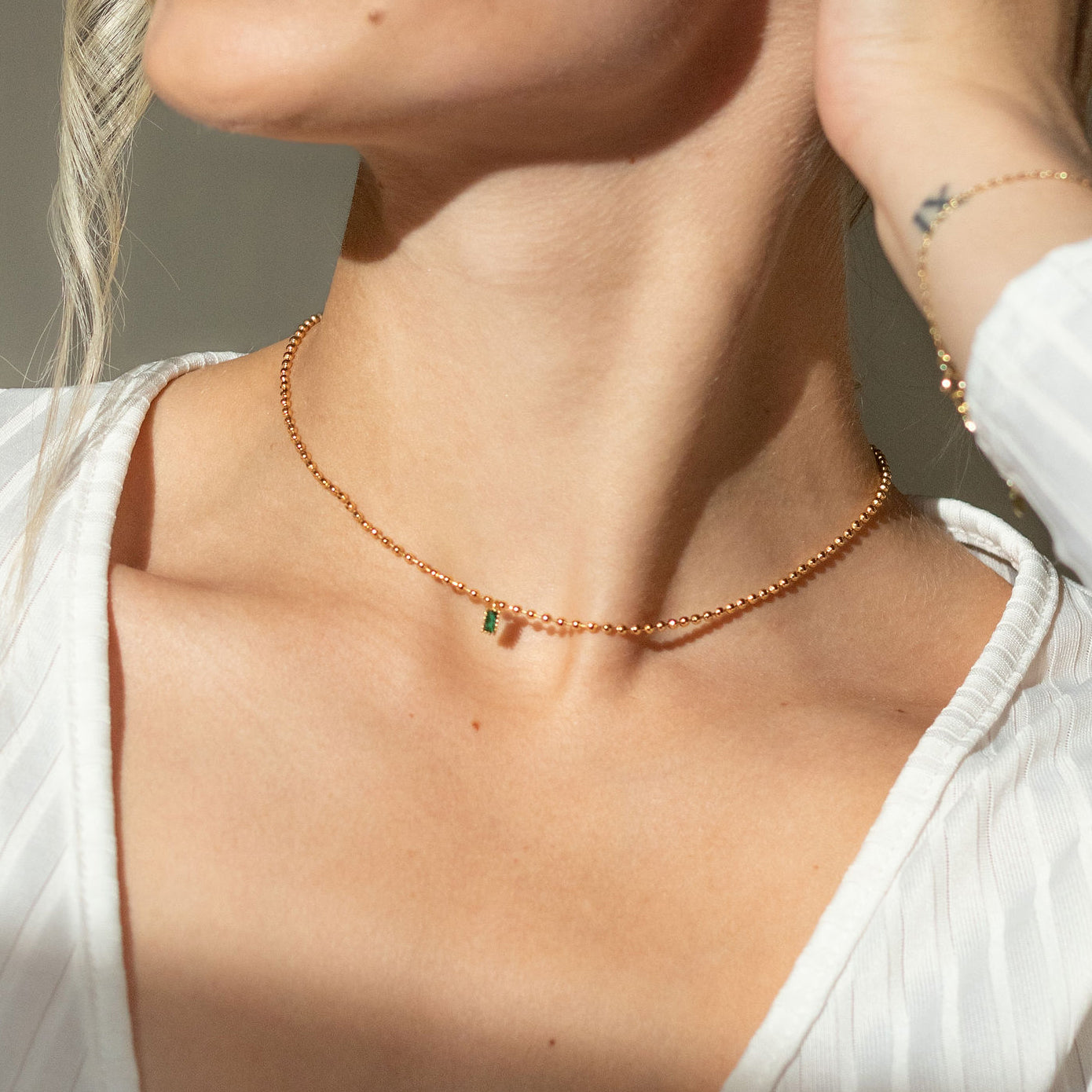 Emerald Square Zircon Necklace