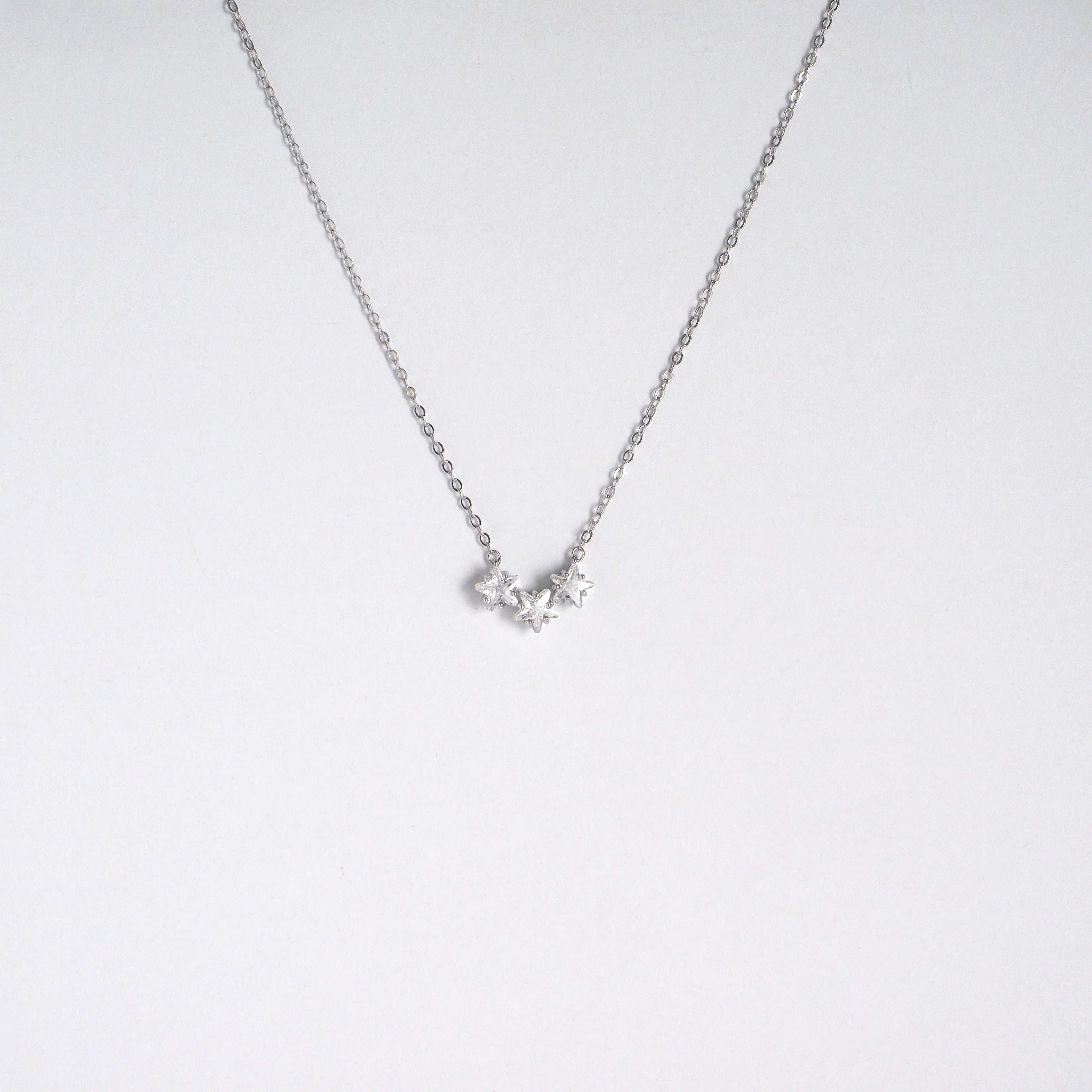 Triple Star Silver Necklace