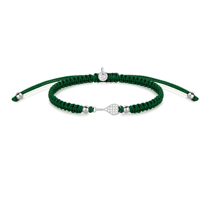 Silver Tennis Dark Green Braided Bracelet - éclater jewellery