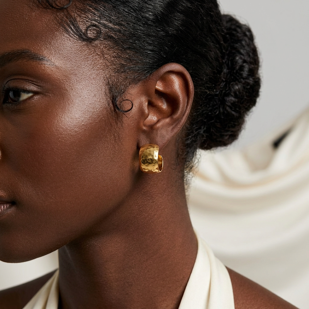 Teza Hammered Hoop Earrings