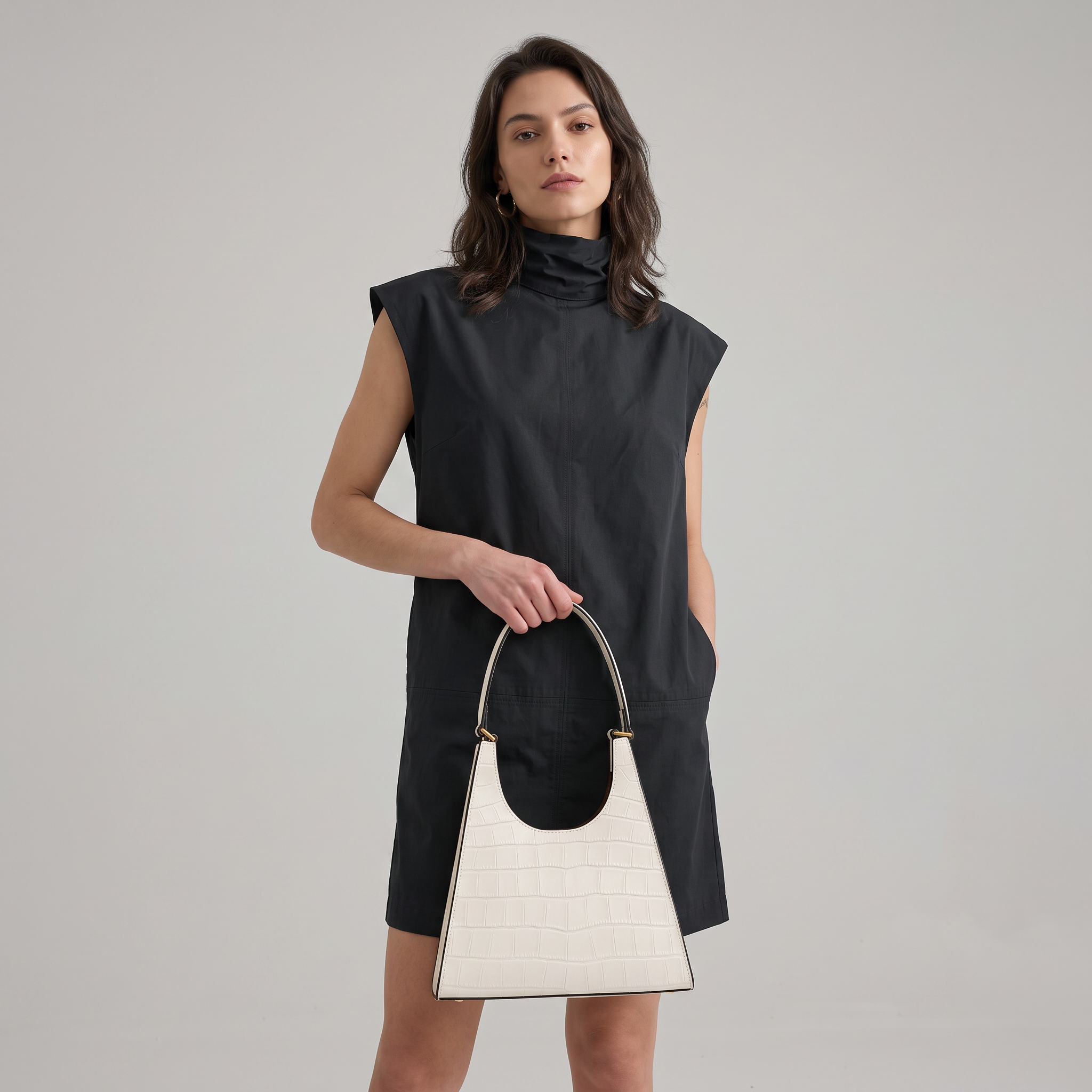 Roy Croc-Embossed Leather Bag - White