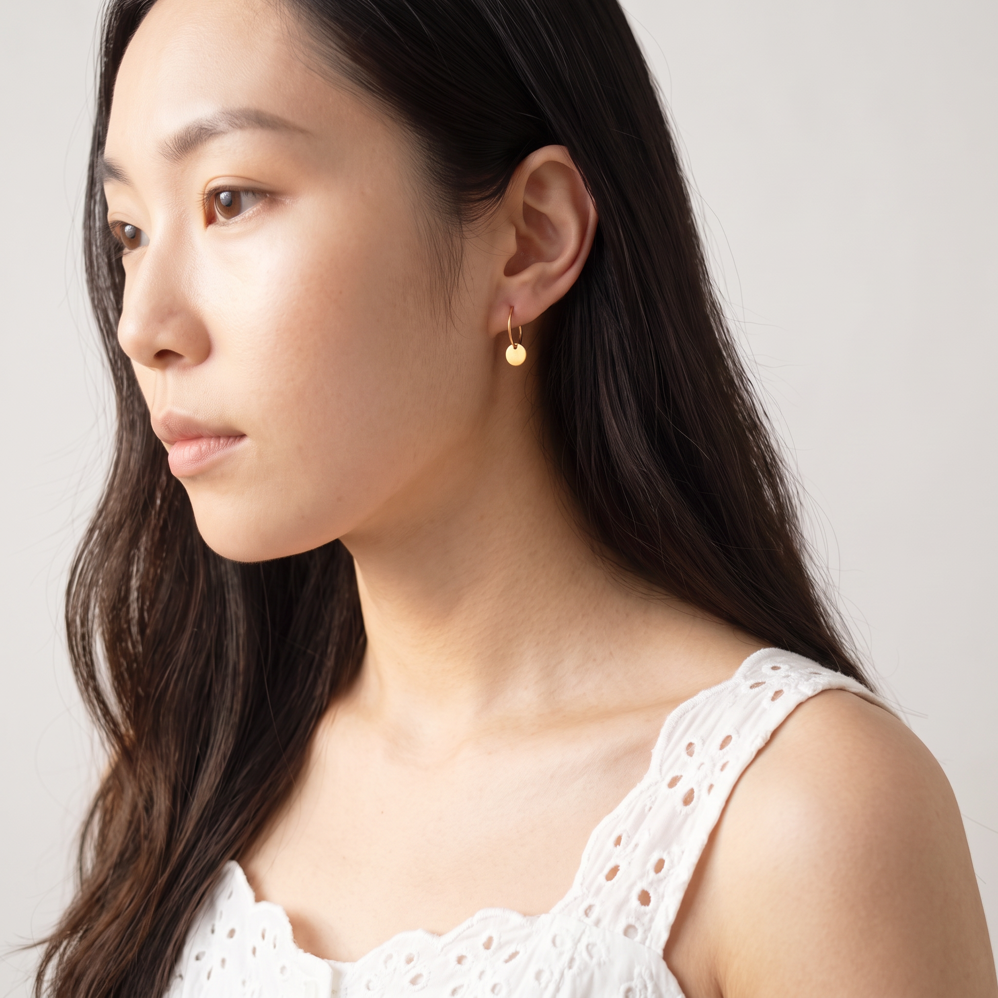 Annette Hoop Disc Earrings