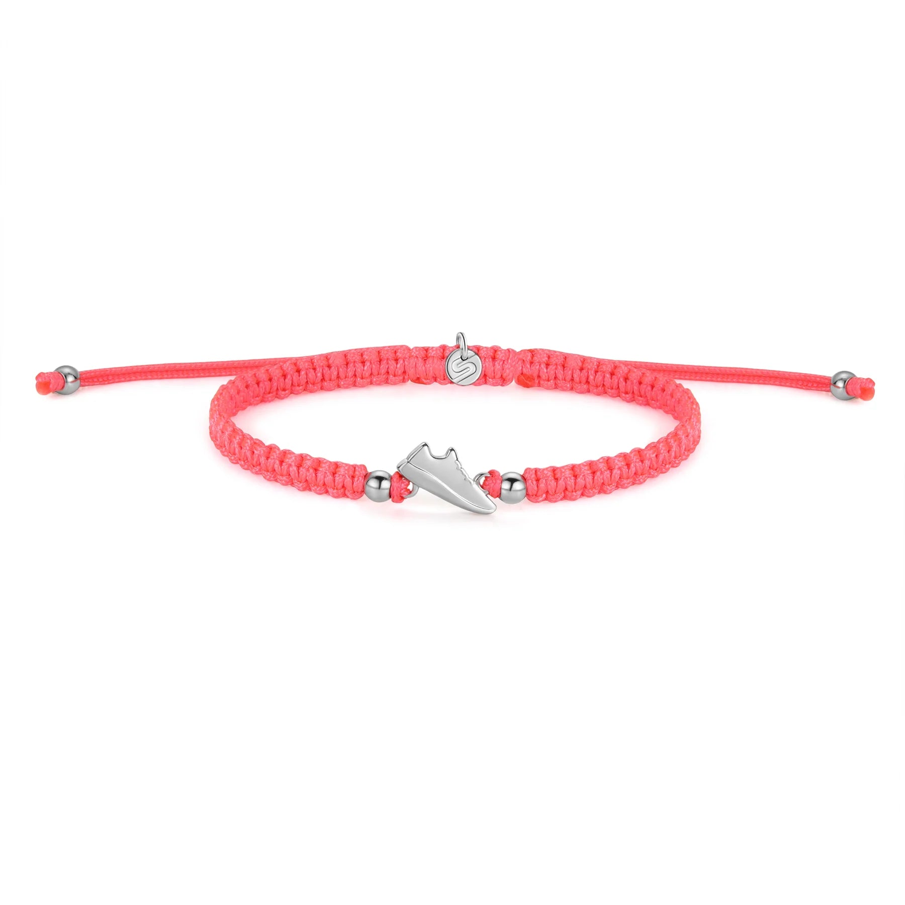 Silver Runner Neon Pink Braided Bracelet