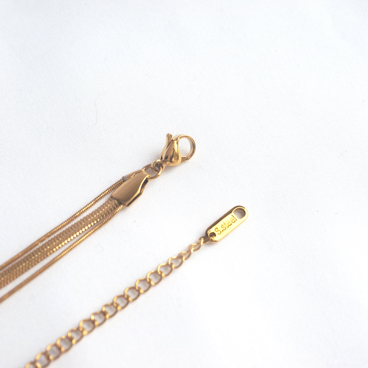 Triple Strand Herringbone Chain Necklace
