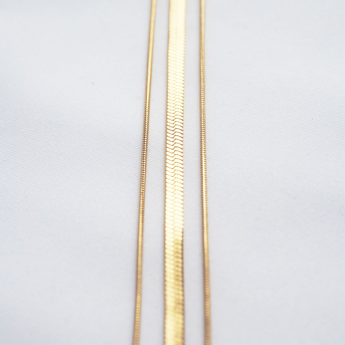 Triple Strand Herringbone Chain Necklace