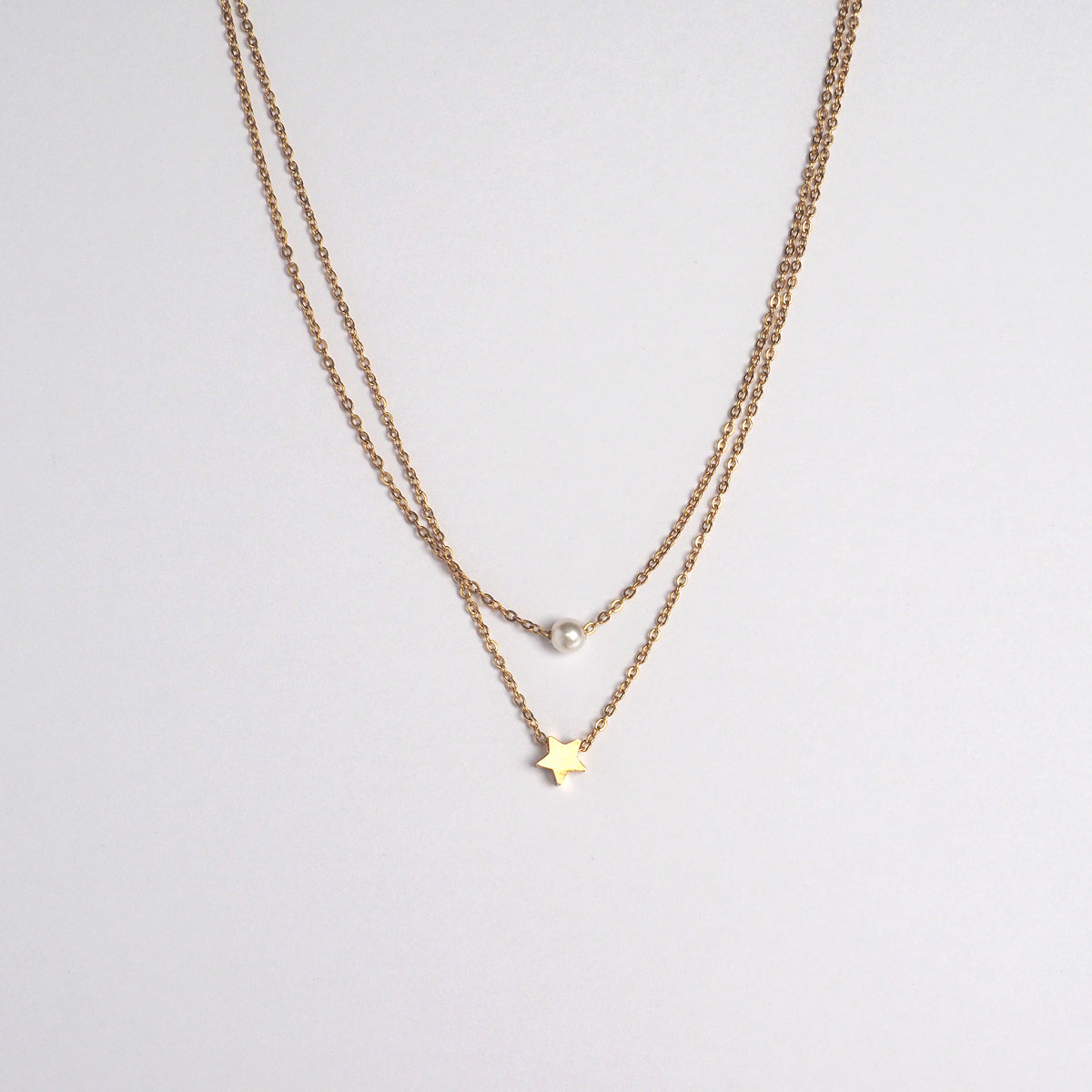 Starry Pearl Double Layers Necklace