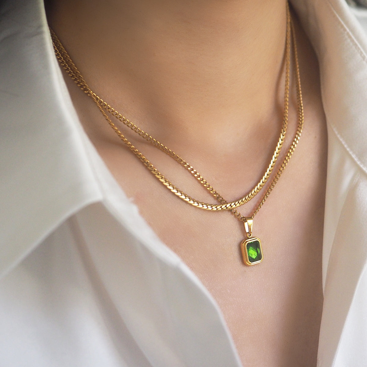 Chantal Gemstone Necklace - Green