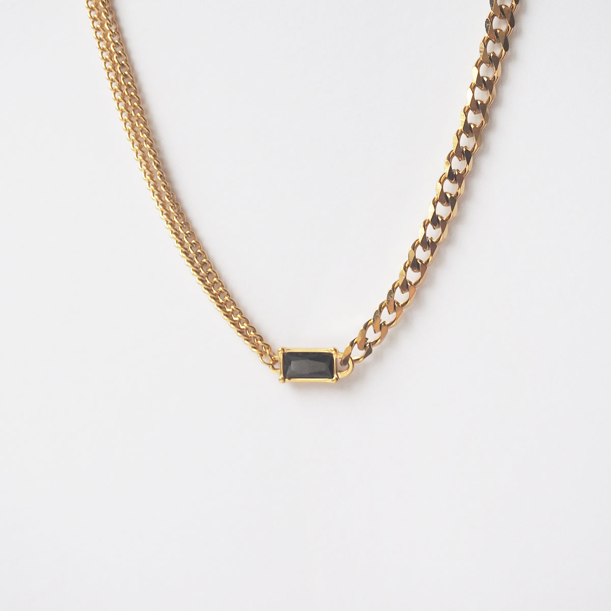 Jolee Stitching Chain Black Zircon Necklace - éclater jewellery