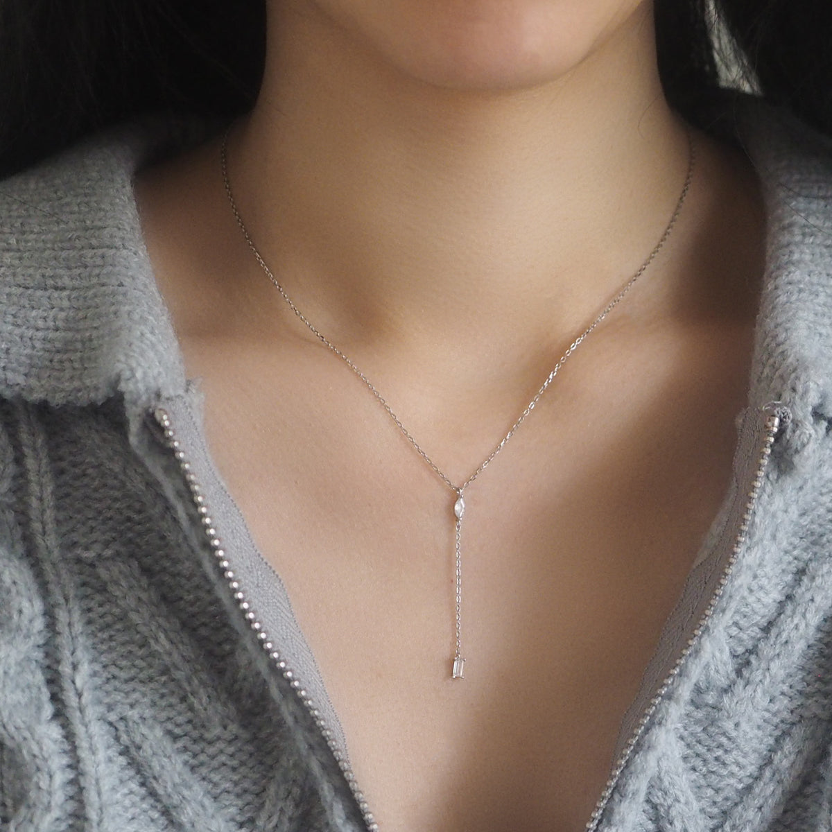 Roze Cubic Zirconia Drop Necklace