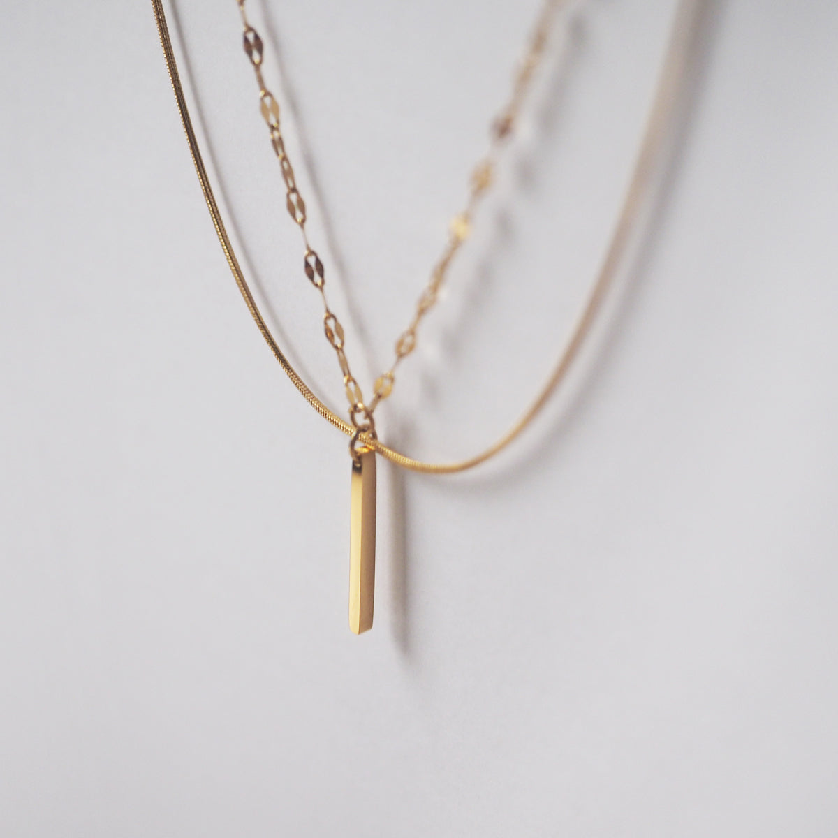 Karla Double Chain Stick Drop Necklace