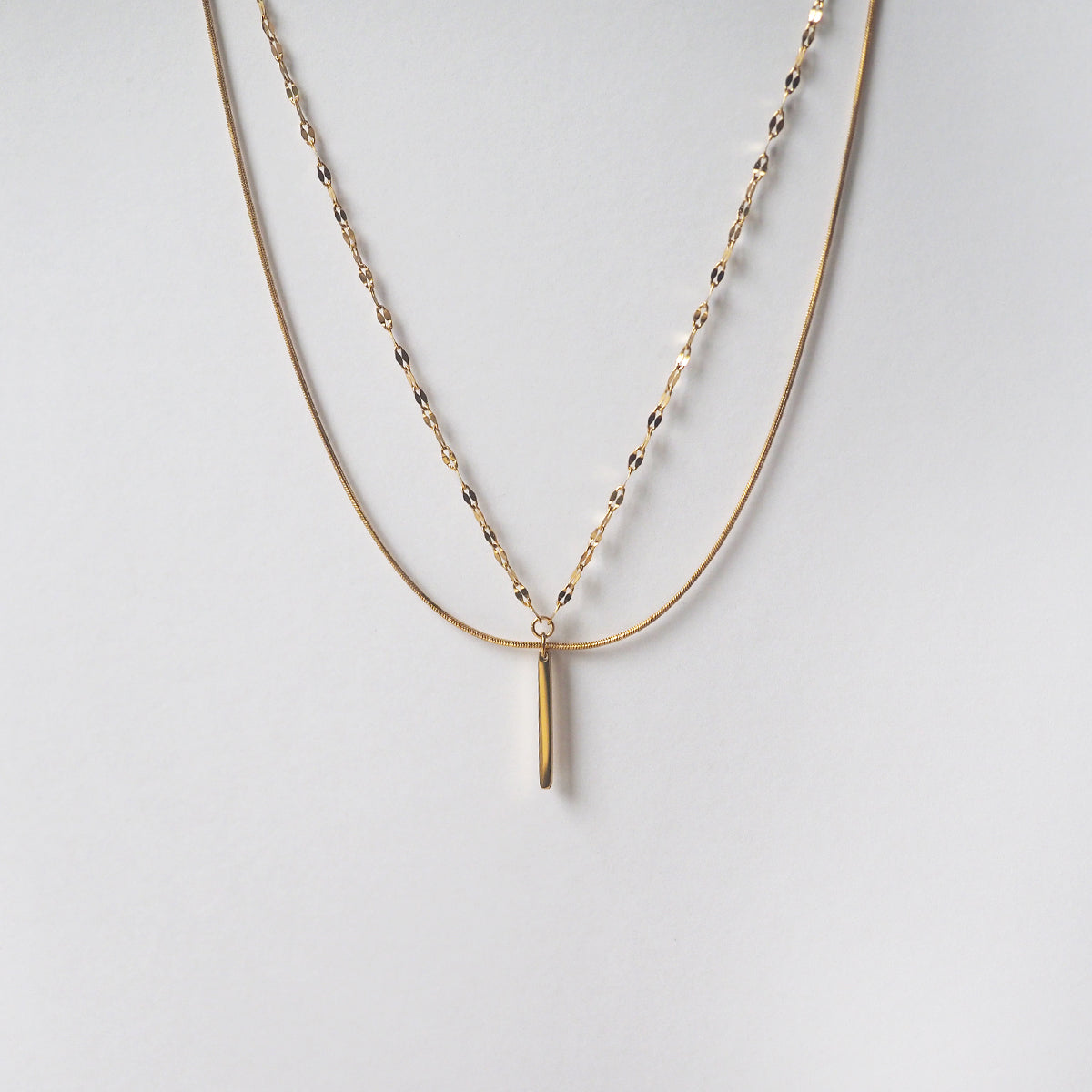 Karla Double Chain Stick Drop Necklace