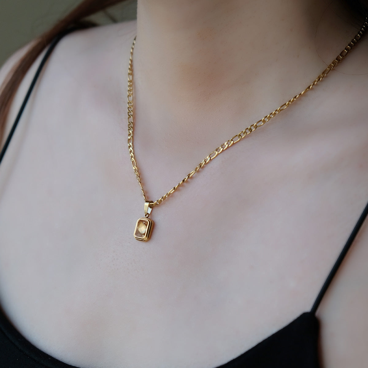 Chantal Gemstone Necklace - Champagne Gold