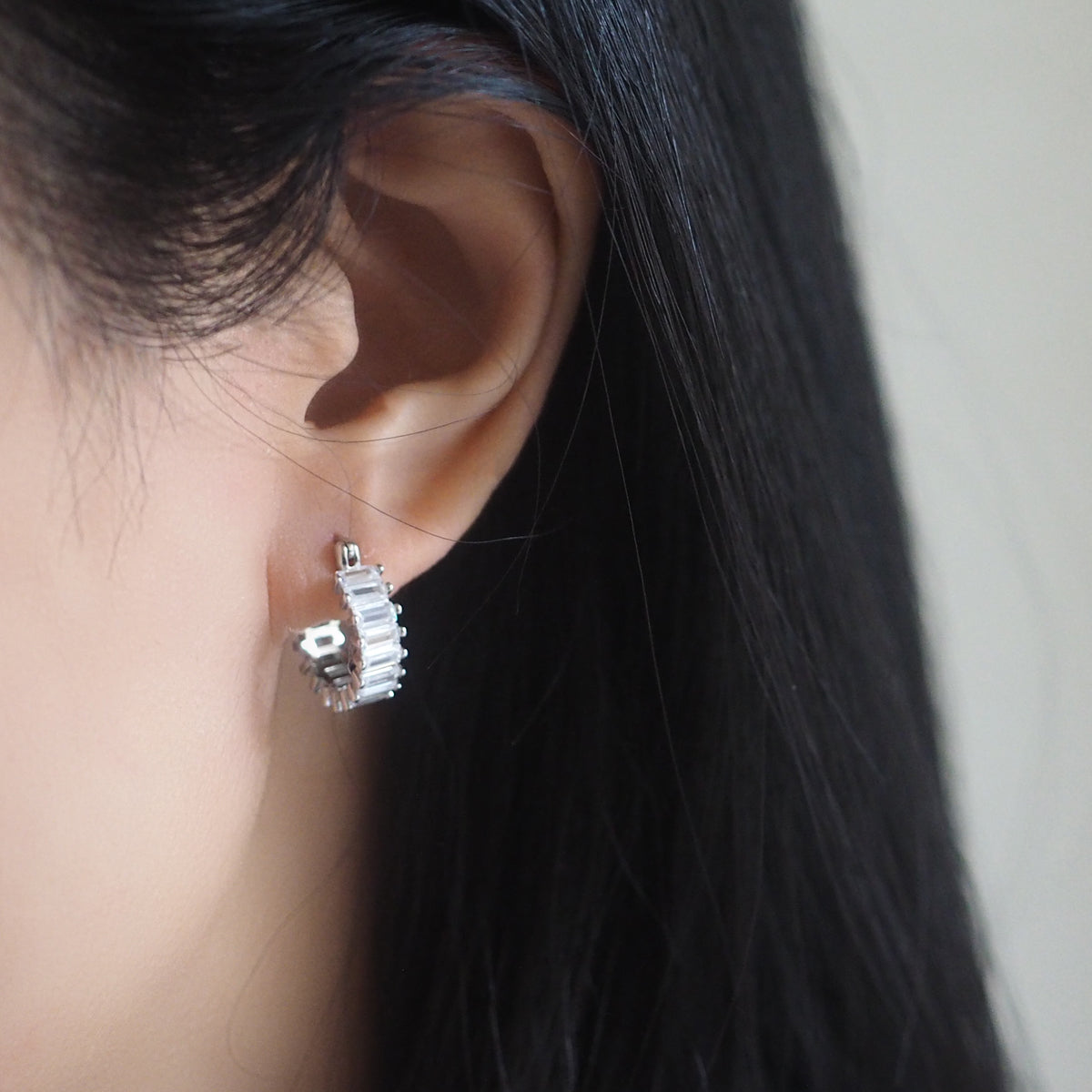Inda Baguette Hoop Earrings